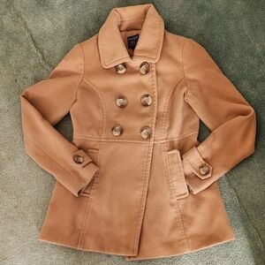 Camel Double-Breasted Peacoat